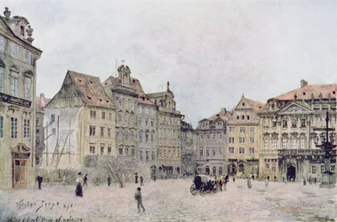 Vue du côté nord-est du Staromestsky Rynk en 1896, de 